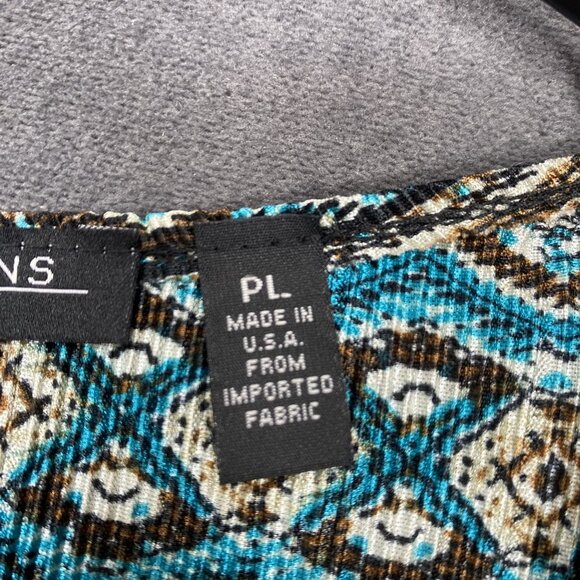 Notations Petite Wrap-Style Top Blouse Buckle Geometric Print Womens Size PL - Picture 5 of 9